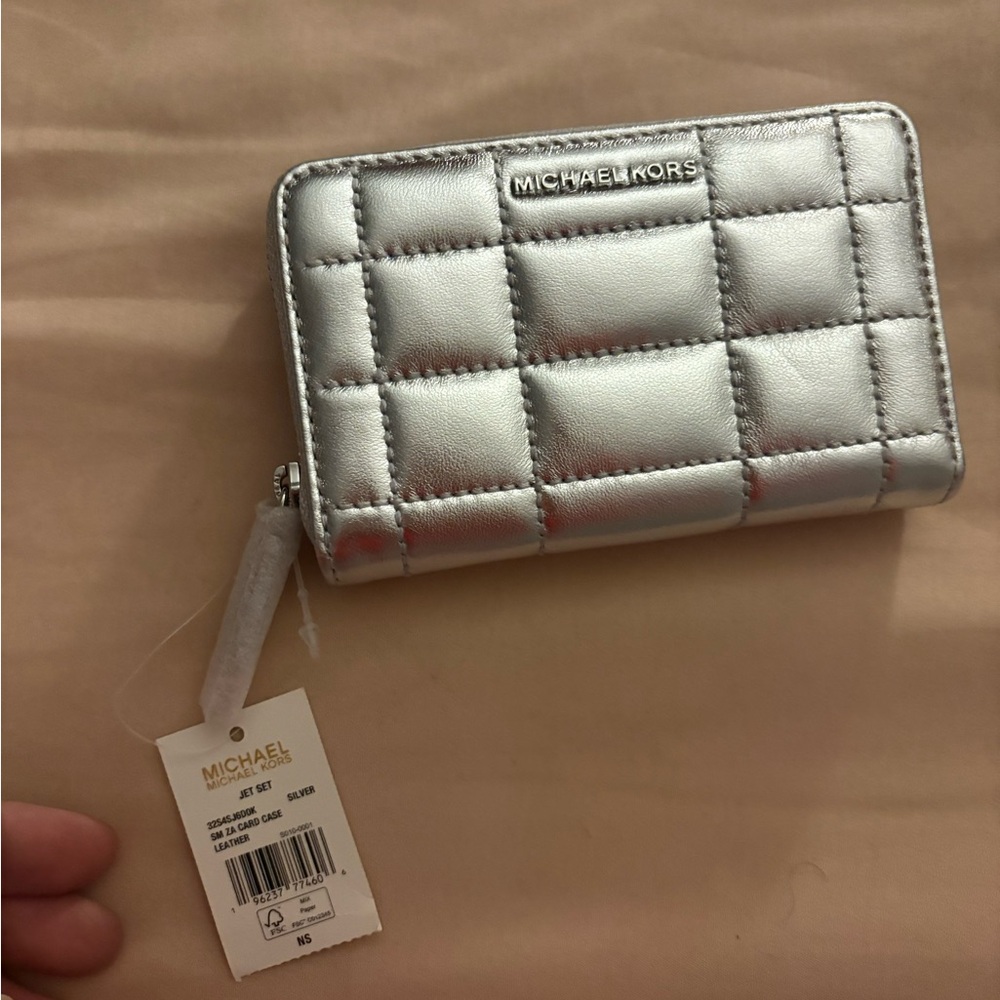 Michael Kors Metallic Silver Quilted Wallet